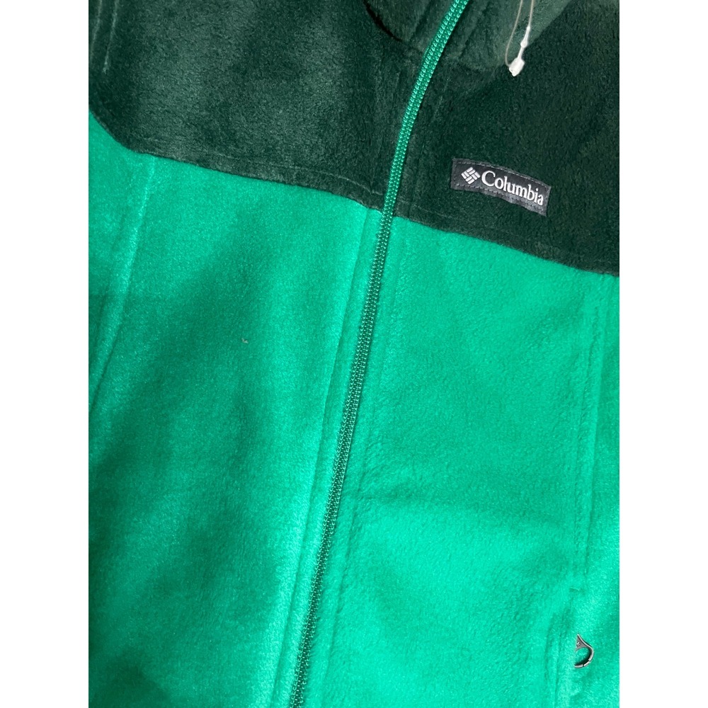 Columbia Kids Fleece Full Zip Jacket Green Colorblock Mock Neck XS 6/7 NWOT - Picture 2 of 5